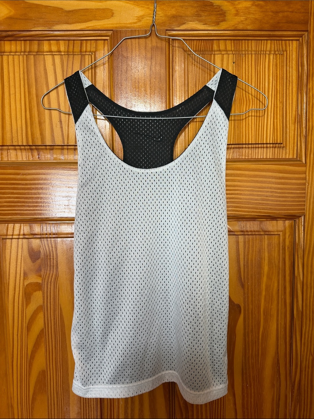 Women's White Mesh Reversible Racerback Tank Top - Athletic Layering Tee